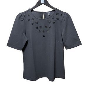 🌟70% OFF🌟 Ann Taylor Black Short Sleeve Blouse with Beads